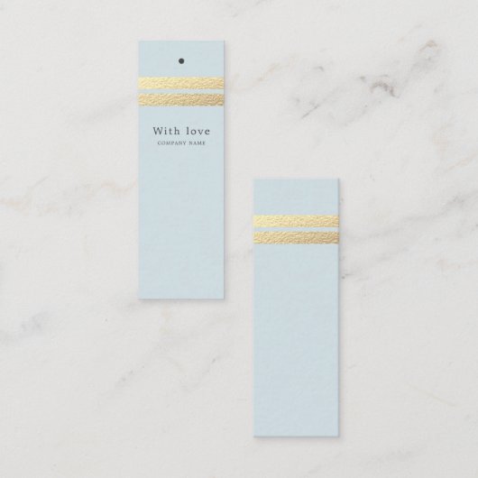 Chic Gold Foil Stripes | Labels met blauwe cadeaus (Voorkant / Achterkant)