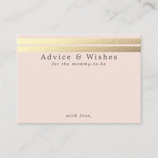 Chic Gold Foil stripes op Blush Pink Advice Kaarte Informatiekaartje (Voorkant)