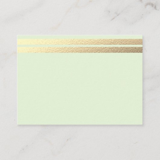 Chic Gold Foil stripes op mint Green Advice-kaarte Informatiekaartje (Achterkant)