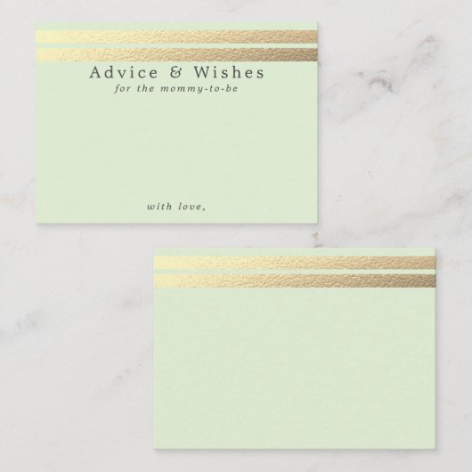 Chic Gold Foil stripes op mint Green Advice-kaarte Informatiekaartje (Voorkant / Achterkant)