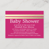 Chic Gold Foil Stripes, roze Baby shower Ticket (Voorkant)