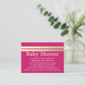 Chic Gold Foil Stripes, roze Baby shower Ticket (Staand voorkant)