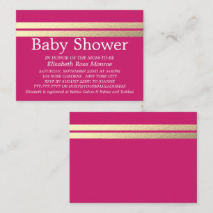 Chic Gold Foil Stripes, roze Baby shower Ticket
