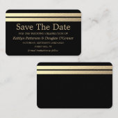 Chic Gold Foil Stripes slaan de datum Kaart op Visitekaartje (Voorkant / Achterkant)