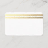 Chic Gold Foil Stripes slaan de datum Kaart op Visitekaartje (Achterkant)