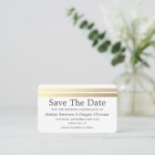Chic Gold Foil Stripes slaan de datum Kaart op Visitekaartje (Staand voorkant)