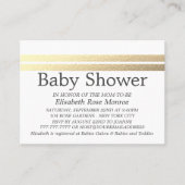 Chic Gold Foil Stripes, White Baby shower Ticket (Voorkant)