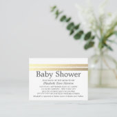 Chic Gold Foil Stripes, White Baby shower Ticket (Staand voorkant)
