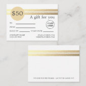 Chic Gold Foil Stripes | Witte kaartjes (Voorkant / Achterkant)