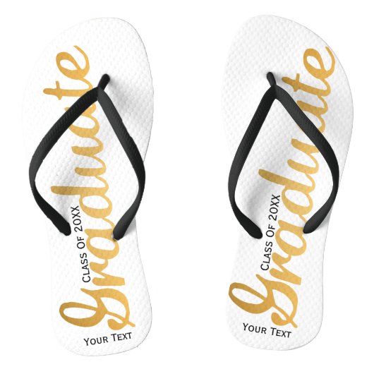 Chic Gold Foil Trendy Afstuderen Class of 20XX Teenslippers (Voetbed)