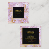 *~* Chic Gold Foil Veins Lavender Marble Modern Vierkante Visitekaartje (Voorkant / Achterkant)