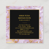 *~* Chic Gold Foil Veins Lavender Marble Modern Vierkante Visitekaartje (Achterkant)