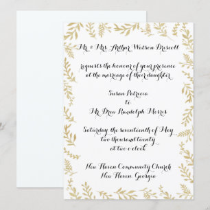 Chic Gold Foil verlaat bruiloft uitnodiging
