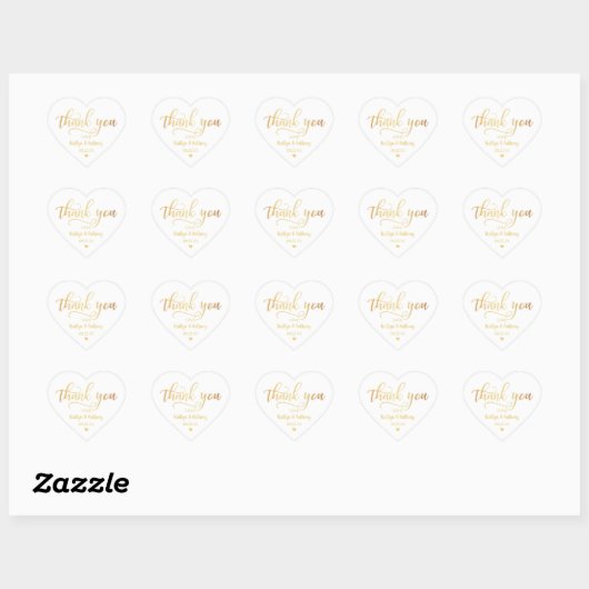 Chic Gold Foil Weddenschap Hartelijk dank Hart Sticker (Vel)