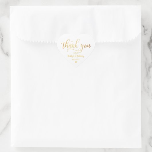Chic Gold Foil Weddenschap Hartelijk dank Hart Sticker (Tas)