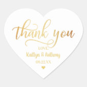 Chic Gold Foil Weddenschap Hartelijk dank Hart Sticker (Voorkant)