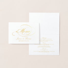 Chic Gold Foil & White Wedding Menu Kaart Sjabloon