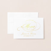 Chic Gold Foil & White Wedding Menu Kaart Sjabloon (Voorkant met envelop)