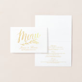 Chic Gold Foil & White Wedding Menu Kaart Sjabloon (Display)