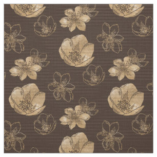 Chic Gold Folie Bloemen Patroon Stof