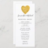 Chic Gold Folie Hart Wedding Menu (Voorkant / Achterkant)