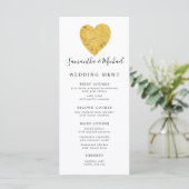 Chic Gold Folie Hart Wedding Menu (Staand voorkant)