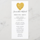 Chic Gold Folie Hart Wedding Menu (Voorkant)