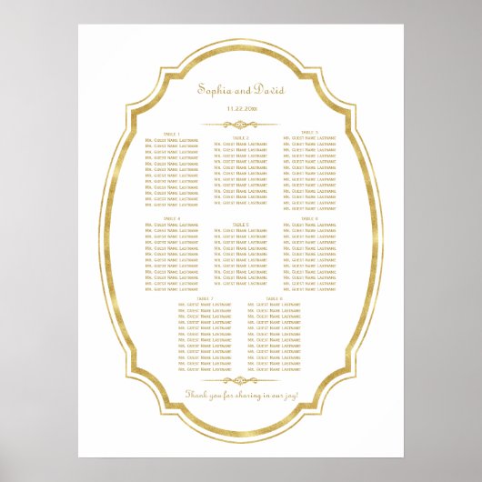 Chic  Gold Folie Lijst Trouwstoel Grafiek Poster (Voorkant)