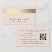 Chic Gold Folie Stripe op Blush Pink Referral Kaar Informatiekaartje (Voorkant / Achterkant)