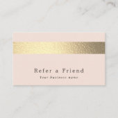 Chic Gold Folie Stripe op Blush Pink Referral Kaar Informatiekaartje (Voorkant)