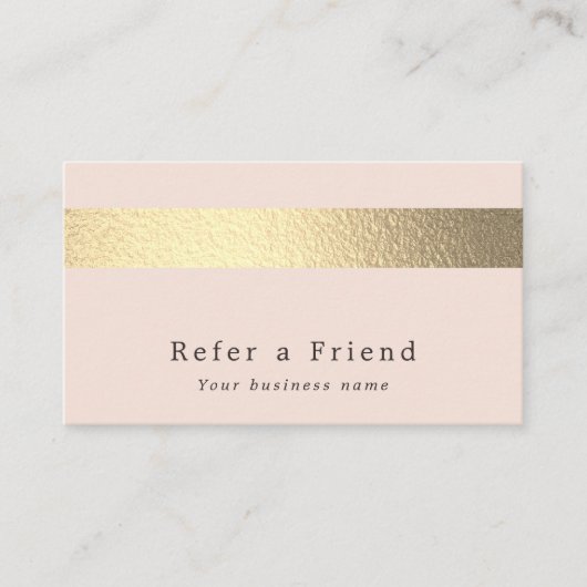 Chic Gold Folie Stripe op Blush Pink Referral Kaar Informatiekaartje (Voorkant)