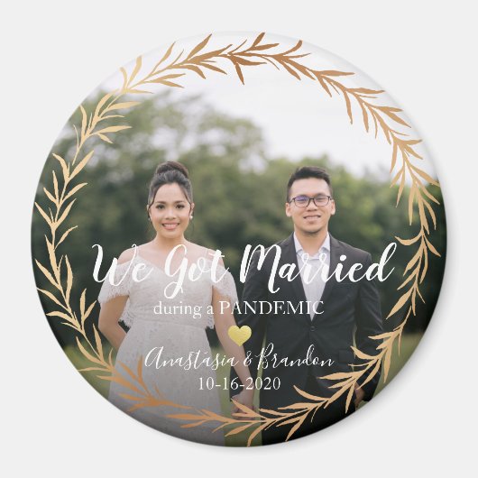 Chic Gold Foto gehuwd tijdens pandemische keepomwi Magneet (Voorkant)