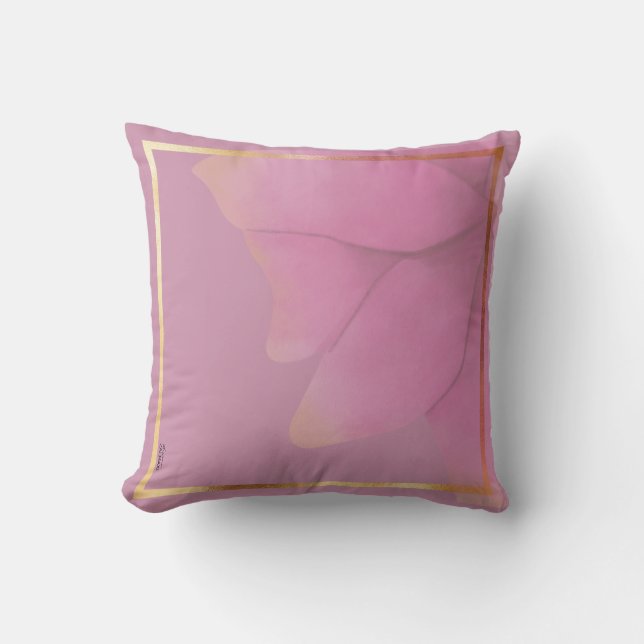 Chic Gold Fuchsia Abstract Floral Lijst Kussen (Voorkant)
