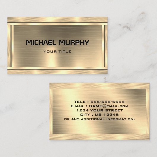 Chic Gold-geborsteld dun metaal-uiterlijk - Aangep Visitekaartje (Voorkant / Achterkant)