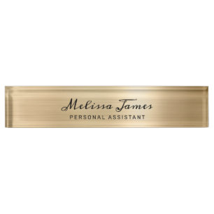 Chic Gold geborsteld metaal modern Zwart Manuscrip Naambordje