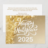 Chic Gold Gelukkig Nieuwjaar 2025 Bedrijf  Feestdagenkaart (Voorkant / Achterkant)