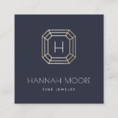 Chic Gold Gemstone Monogram Jeweler Logo Vierkante Visitekaartje (Voorkant)