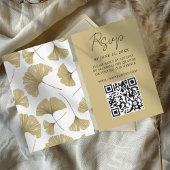 Chic Gold Ginkgo Leaf Wedding RSVP Kaart