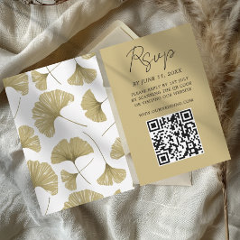 Chic Gold Ginkgo Leaf Wedding RSVP Kaart