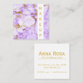 *~* Chic Gold Girly Paarse Marble Makeup Popular Vierkante Visitekaartje (Voorkant / Achterkant)