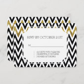 Chic Gold Glam en Black Chevron RSVP Kaart (Voorkant / Achterkant)