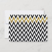 Chic Gold Glam en Black Chevron RSVP Kaart (Achterkant)