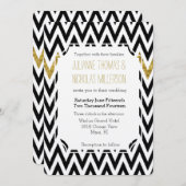 Chic Gold Glam en Black Chevron Wedding Kaart (Voorkant / Achterkant)