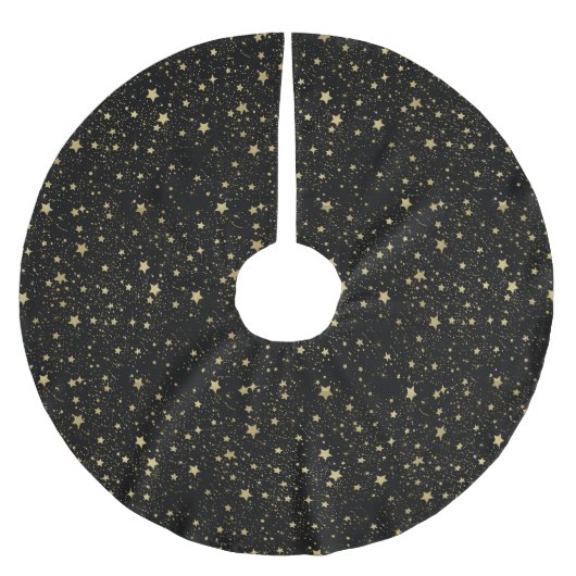 Chic Gold Glam en Black Scattered Stars Kerstboom Rok (Voorkant)