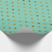Chic Gold Glam en Mint Polka Dots Cadeaupapier (Hoek)