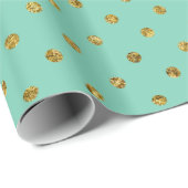 Chic Gold Glam en Mint Polka Dots Cadeaupapier (Rol Hoek)