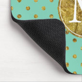 Chic Gold Glam en Mint Stippen monogram Muismat (Hoek)