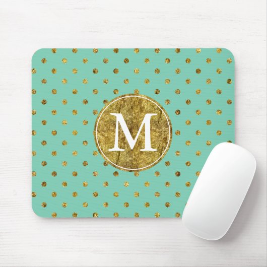 Chic Gold Glam en Mint Stippen monogram Muismat (Met muis)