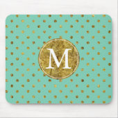 Chic Gold Glam en Mint Stippen monogram Muismat (Voorkant)