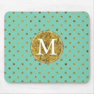 Chic Gold Glam en Mint Stippen monogram Muismat